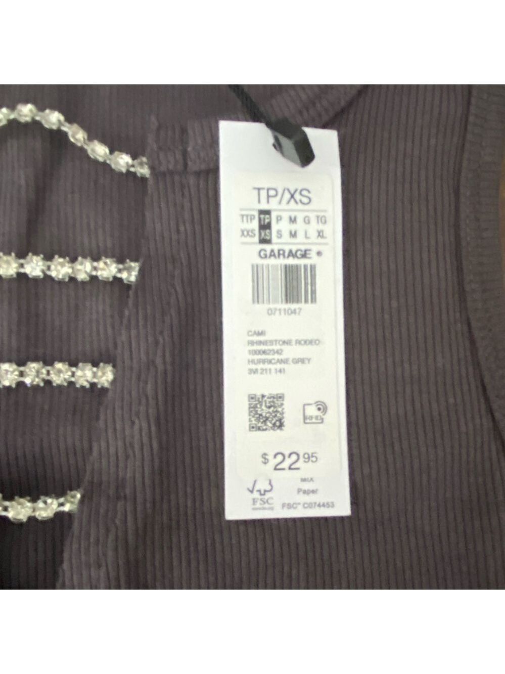 Garage Gray Ribbed Sleeveless Top Extra Small New With Tags - Picture 2 of 11